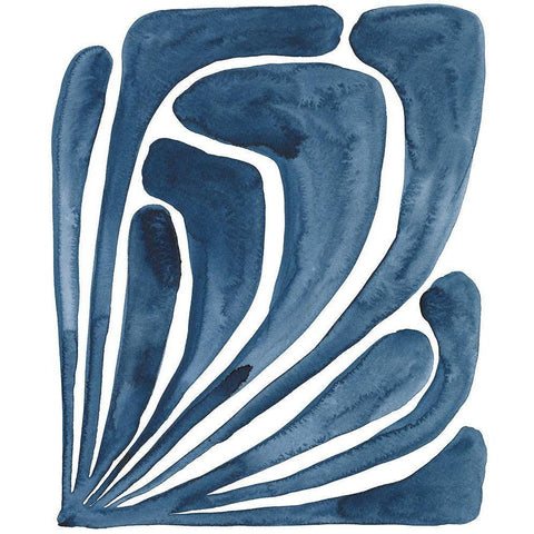 Blue Stylized Leaf II Gold Ornate Wood Framed Art Print with Double Matting by Moore, Regina