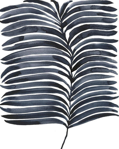 Indigo Fronds I White Modern Wood Framed Art Print with Double Matting by Moore, Regina