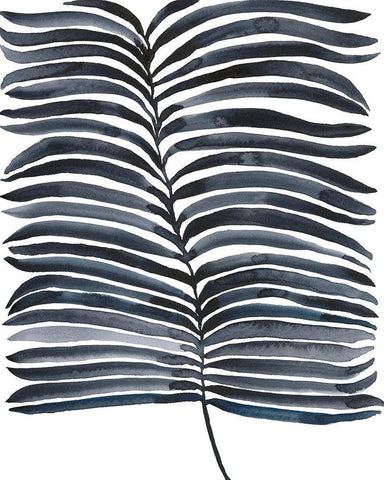 Indigo Fronds II White Modern Wood Framed Art Print with Double Matting by Moore, Regina