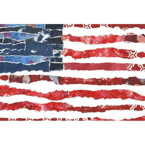 Patriotic Collage Flag I Black Modern Wood Framed Art Print with Double Matting by Moore, Regina