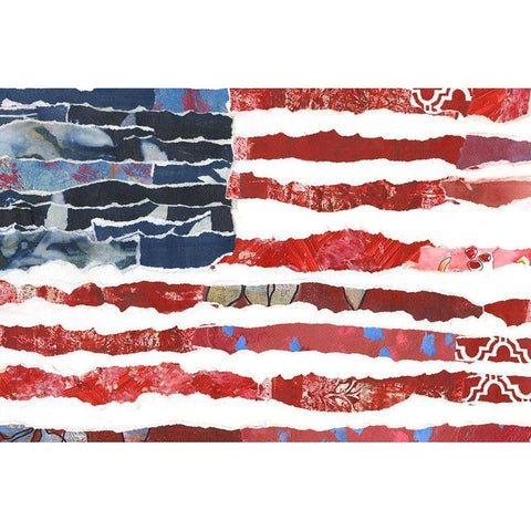 Patriotic Collage Flag II Black Modern Wood Framed Art Print with Double Matting by Moore, Regina