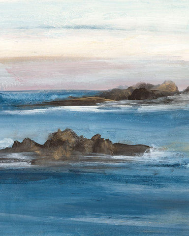 Merging the Ocean II White Modern Wood Framed Art Print with Double Matting by Bramma, Lila