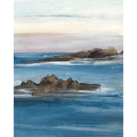 Merging the Ocean II Black Modern Wood Framed Art Print by Bramma, Lila