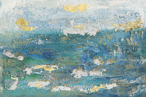 Sparkling Sea I White Modern Wood Framed Art Print with Double Matting by Bramma, Lila