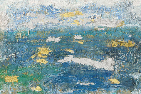 Sparkling Sea II White Modern Wood Framed Art Print with Double Matting by Bramma, Lila