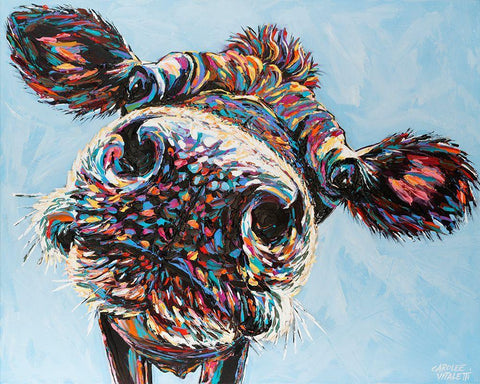 Funny Cow II Black Ornate Wood Framed Art Print with Double Matting by Vitaletti, Carolee