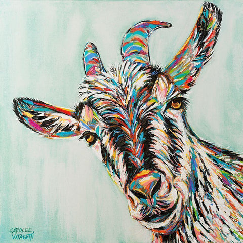 Funny Goat I White Modern Wood Framed Art Print by Vitaletti, Carolee