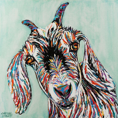 Funny Goat II White Modern Wood Framed Art Print with Double Matting by Vitaletti, Carolee