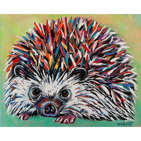 Colorful Hedgehog I Black Modern Wood Framed Art Print with Double Matting by Vitaletti, Carolee