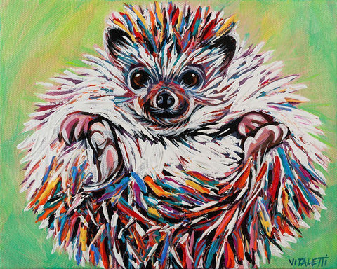 Colorful Hedgehog II Black Ornate Wood Framed Art Print with Double Matting by Vitaletti, Carolee