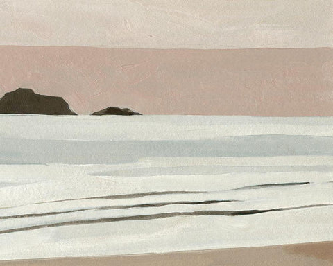 Muted Tonal Horizon I White Modern Wood Framed Art Print with Double Matting by Caroline, Emma