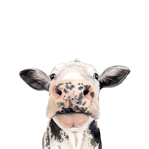 Watercolor Cow Portrait II White Modern Wood Framed Art Print by Popp, Grace