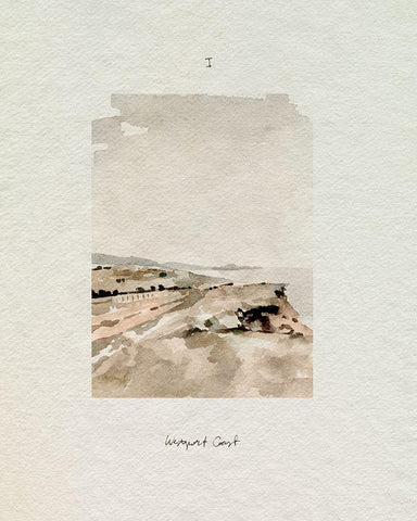 Westport Coast I White Modern Wood Framed Art Print with Double Matting by Caroline, Emma