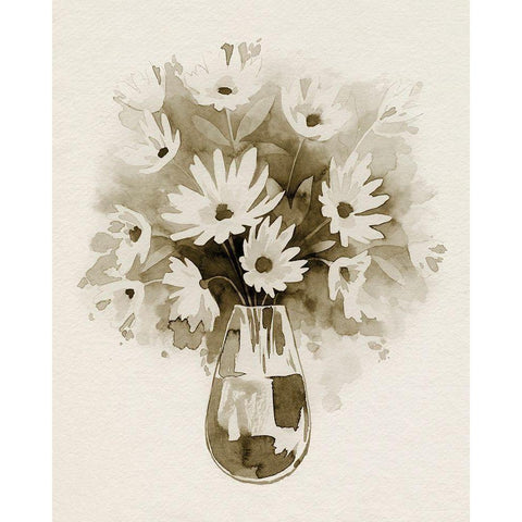 Daisy Bouquet Sketch III Black Modern Wood Framed Art Print with Double Matting by Popp, Grace