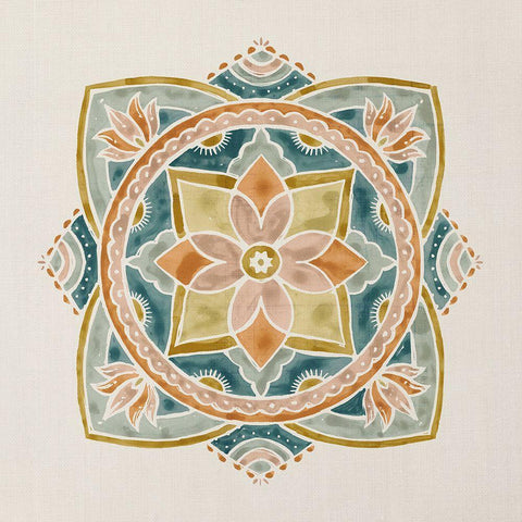 Summer Mandala II Gold Ornate Wood Framed Art Print with Double Matting by Borges, Victoria