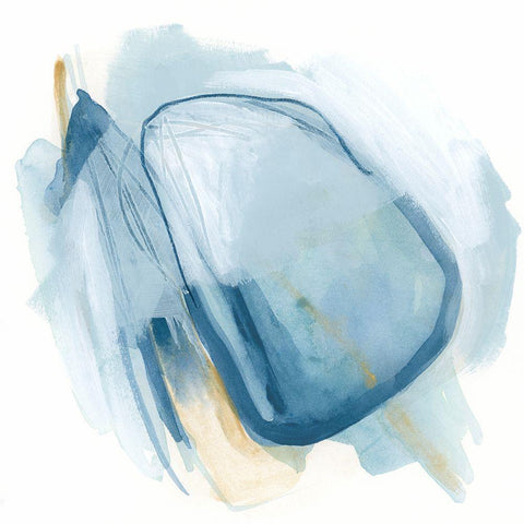 Blue Interference II Black Modern Wood Framed Art Print by Vess, June Erica