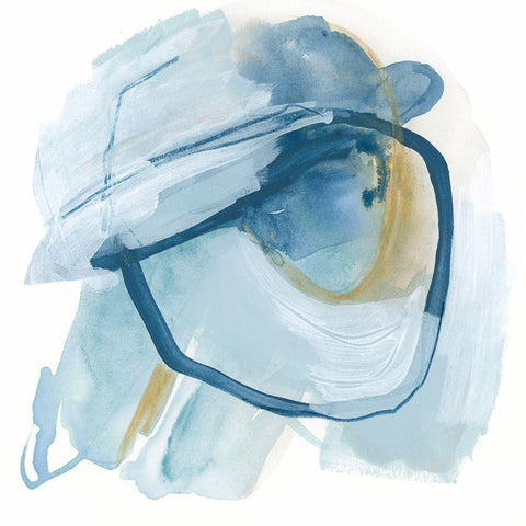 Blue Interference III Black Modern Wood Framed Art Print by Vess, June Erica