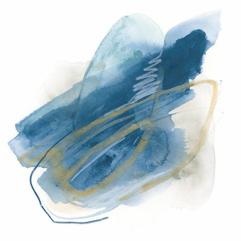 Blue Interference IV White Modern Wood Framed Art Print by Vess, June Erica