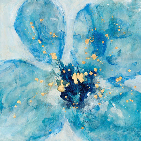 Searching in Blue II Black Ornate Wood Framed Art Print with Double Matting by Combs, Joyce