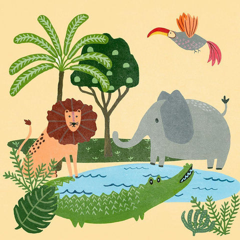 Lil Wild Ones I White Modern Wood Framed Art Print with Double Matting by Moore, Regina