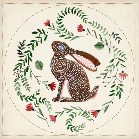 Bunny Folklore III Gold Ornate Wood Framed Art Print with Double Matting by Parker, Jennifer Paxton