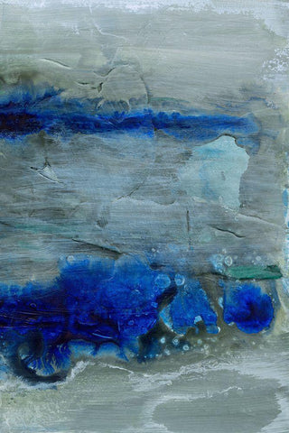 Blue Morning Tide II White Modern Wood Framed Art Print with Double Matting by Combs, Joyce