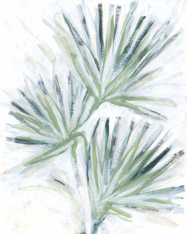 Palm Frond Fresco I White Modern Wood Framed Art Print with Double Matting by Vess, June Erica