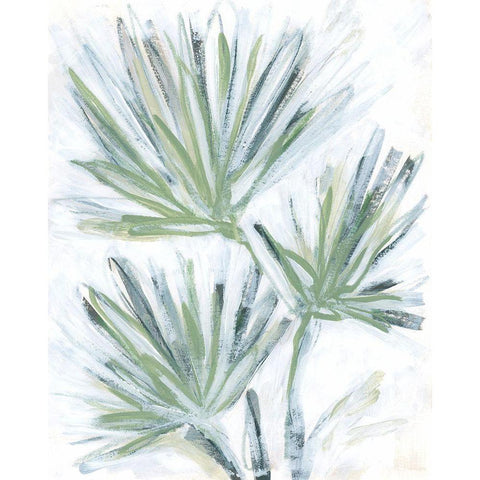 Palm Frond Fresco II White Modern Wood Framed Art Print by Vess, June Erica