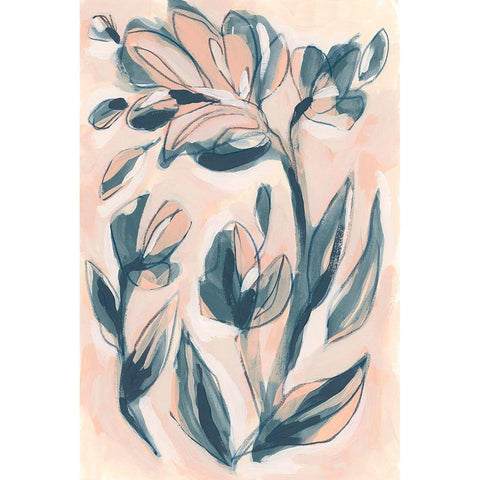 Indigo Blush Garden II Black Modern Wood Framed Art Print with Double Matting by Vess, June Erica