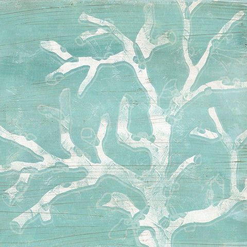 Cerulean Sea Coral IV Black Modern Wood Framed Art Print by Vess, June Erica