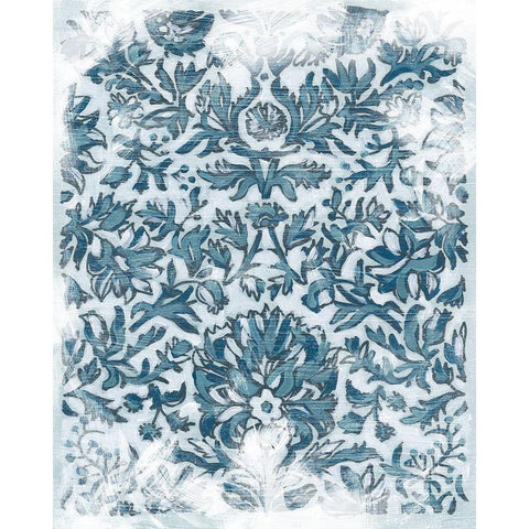 Denim Damask I Black Modern Wood Framed Art Print by Vess, June Erica