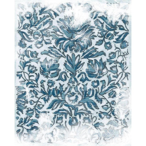 Denim Damask III Black Modern Wood Framed Art Print with Double Matting by Vess, June Erica