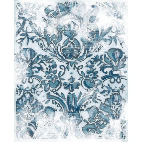 Denim Damask IV Black Modern Wood Framed Art Print by Vess, June Erica
