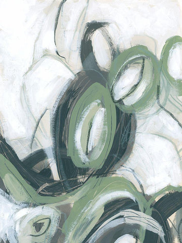 Green Cycle I White Modern Wood Framed Art Print with Double Matting by Vess, June Erica