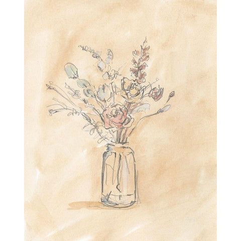 Antique Pastel Floral II White Modern Wood Framed Art Print by Harper, Ethan