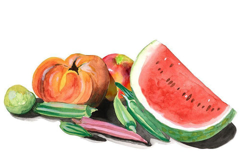 Farmers Market II White Modern Wood Framed Art Print with Double Matting by Longley, Alicia