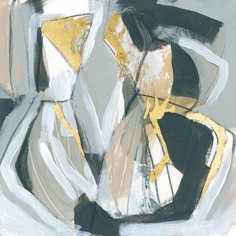 Neutral Echoes II Black Modern Wood Framed Art Print with Double Matting by Vess, June Erica