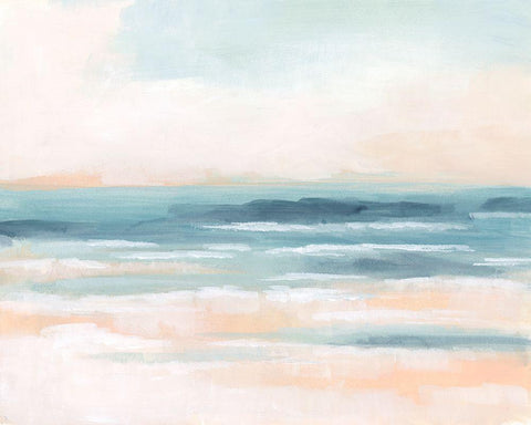 Surf Blush I White Modern Wood Framed Art Print with Double Matting by Vess, June Erica