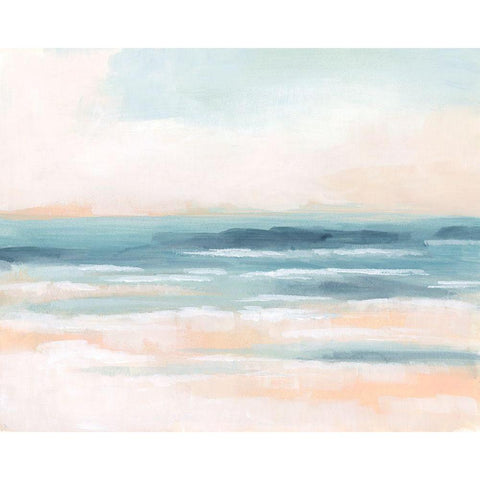 Surf Blush I Black Modern Wood Framed Art Print by Vess, June Erica