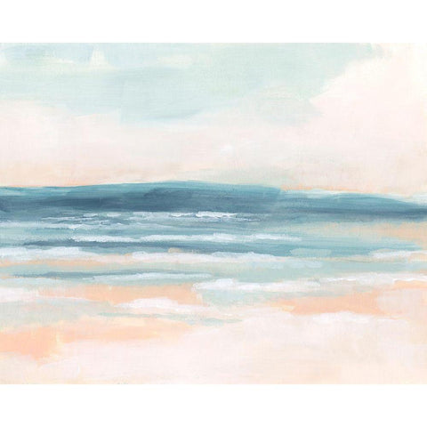 Surf Blush II Black Modern Wood Framed Art Print with Double Matting by Vess, June Erica