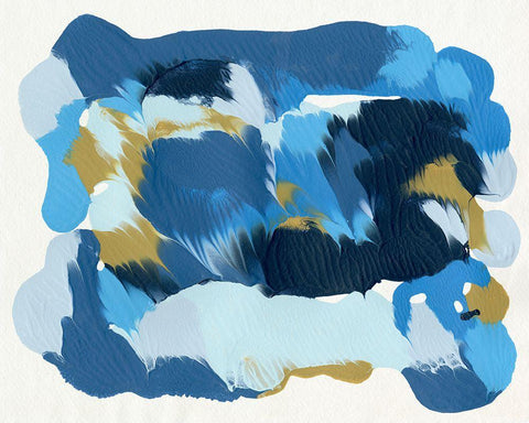 Blue Overture I Black Ornate Wood Framed Art Print with Double Matting by Caroline, Emma