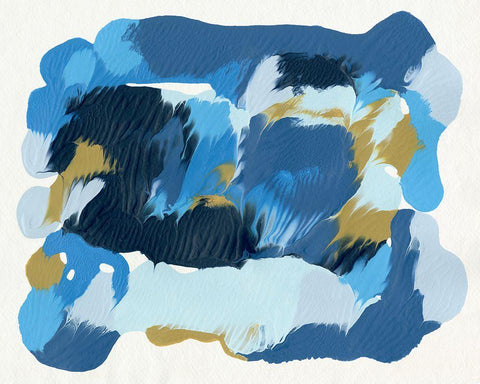 Blue Overture II White Modern Wood Framed Art Print with Double Matting by Caroline, Emma