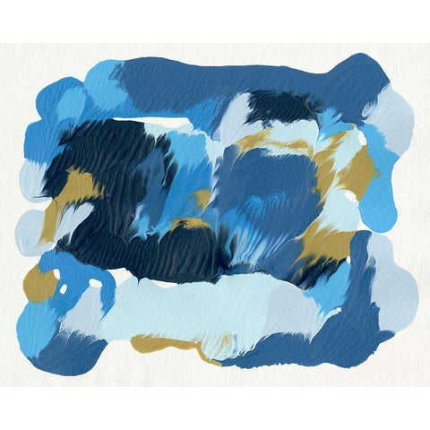 Blue Overture II White Modern Wood Framed Art Print by Caroline, Emma