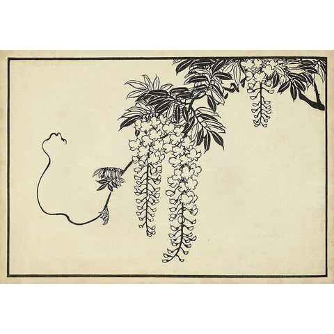 Japanese Wisteria I A Black Modern Wood Framed Art Print with Double Matting by Unknown