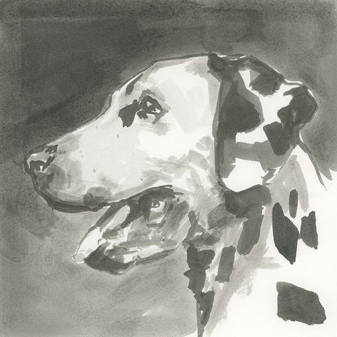 A Very Neutral Modern Dog V Black Ornate Wood Framed Art Print with Double Matting by Cartissi