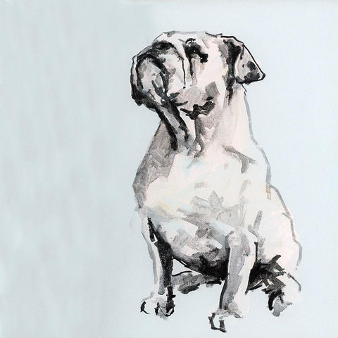 A Very Pastel Modern Dog II White Modern Wood Framed Art Print with Double Matting by Cartissi