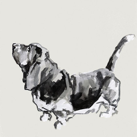 A Very Pastel Modern Dog IV White Modern Wood Framed Art Print with Double Matting by Cartissi