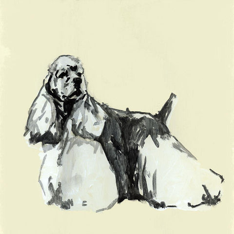 A Very Pastel Modern Dog VII White Modern Wood Framed Art Print with Double Matting by Cartissi