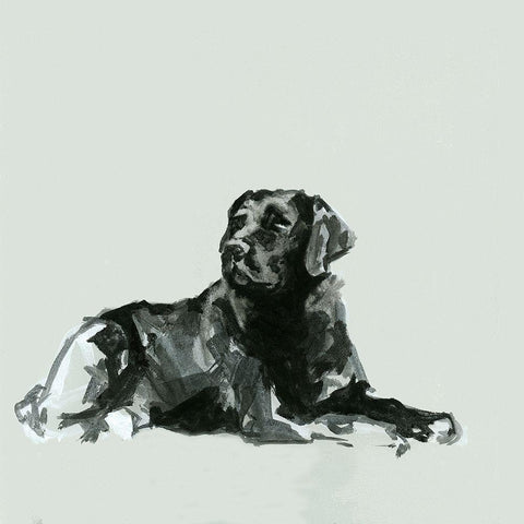 A Very Pastel Modern Dog VIII Black Modern Wood Framed Art Print with Double Matting by Cartissi