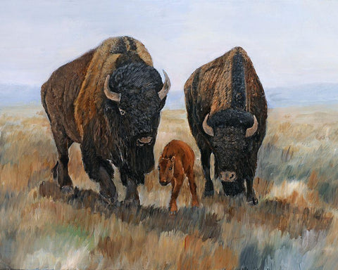 Family Affair II White Modern Wood Framed Art Print with Double Matting by Winkler, Kathy